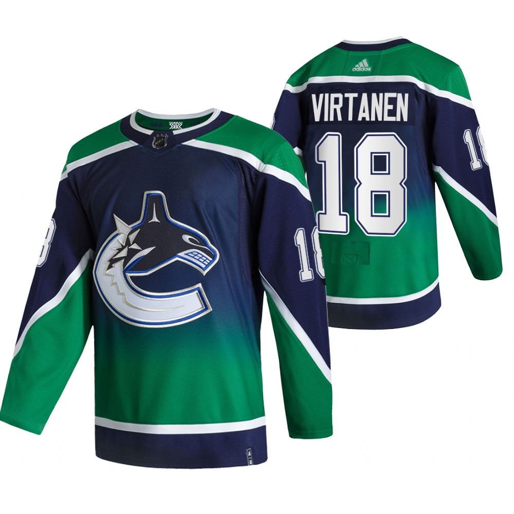 2021 Adidias Vancouver Canucks 18 Jake Virtanen Green Men Reverse Retro Alternate NHL Jersey